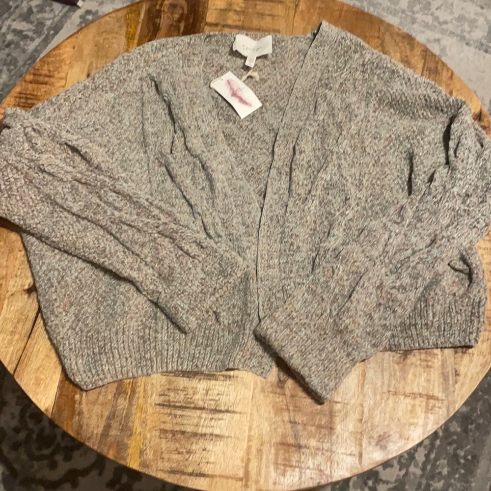Jessica Simpson Large over sized Crop Green Sweater New with tags